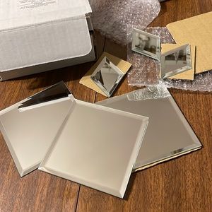 4 x 4 beveled mirror times and 3 diamond shaped becomes mirror tiles